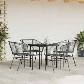 vidaXL Σετ Τραπεζαρίας Κήπου 5 Τεμαχίων Μαύρο Συνθετικό Ρατάν/Γυαλί