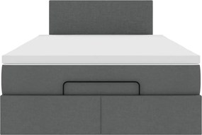 vidaXL Οθωμανικό κρεβάτι με στρώμα Σκούρο γκρι 120x200cm ύφασμα