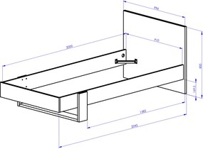 Duplex Κρεβάτι Μονό 100x204εκ. ( για στρώμα 90x200εκ.)  Black/Natural Chestnut
