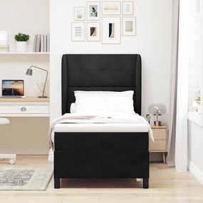 vidaXL Κρεβάτι με ελατήρια με στρώμα Μαύρο 80 x 200 cm Βελούδο