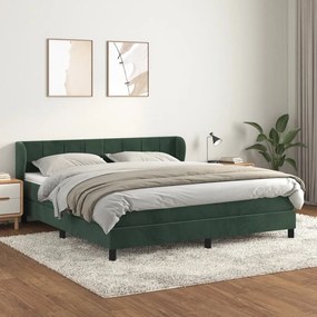 Κρεβάτι Boxspring με Στρώμα Σκούρο Πράσινο 180x200εκ. Βελούδινο