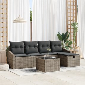 vidaXL Σετ 6 Τεμαχίων Καναπέ Κήπου με Μαξιλάρια Γκρι Πολυεσθητικό