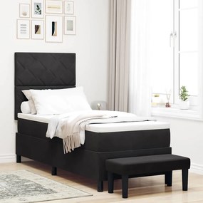 vidaXL Κρεβάτι με ελατήρια με στρώμα Μαύρο 80 x 200 cm Βελούδο