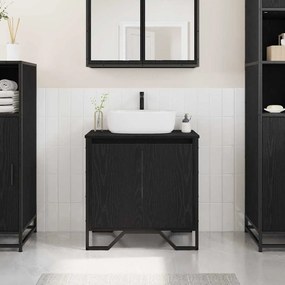 vidaXL Ντουλάπα Νιπτήρα Μπάνιου Μαύρου Δρυού 60x35x60 εκ Κατασκευασμένο Ξύλο