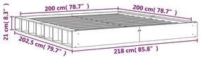 Σκελετός Κρεβ. Χωρίς Στρώμα Καφέ Κεριού 200x200 εκ Μασίφ Πεύκο - Καφέ