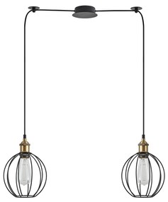 SE21-BR-10-BL2-GR2 MAGNUM Bronze Metal Pendant Black Metal Grid with Black Fabric Cable+ HOMELIGHTING 77-8713