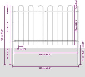 vidaXL Φράχτης Κήπου με Θόλο Λευκό 8,5x1,2 μ Μεταλλικός