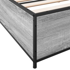 vidaXL Πλαίσιο Κρεβατιού Γκρι Sonoma 200x200 εκ. Επεξ. Ξύλο &amp; Μέταλλο