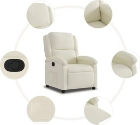 vidaXL Πολυθρόνα Ανακλινόμενη με Κρεμ Βελούδο