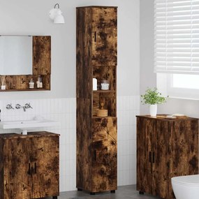 vidaXL Ντουλάπι Μπάνιου Καπνιστό Δρύς 30 x 35 x 192 εκ.