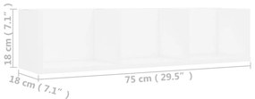 Ράφι Τοίχου για CD Λευκό 75 x 18 x 18 εκ. Μοριοσανίδα - Λευκό