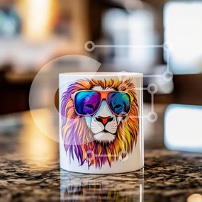 Intra Συλλεκτικό Ξύλινο Παζλ Plywood  4mm - Πολύχρωμη κούπα λιονταριού στον πάγκο από γρανίτη Σε Ξύλινο Κουτί - Διαστάσεις: 10x10 cm – 25 κομμάτια