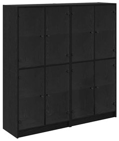 vidaXL Highboard 2 pcs Μαύρη Οξυά 68 x 37 x 142 εκ Επεξεργασμένο ξύλο