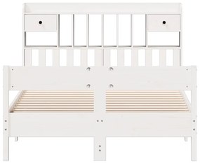 Κρεβάτι Βιβλιοθήκη Χωρίς Στρώμα 160x200 εκ Μασίφ Ξύλο Πεύκου - Λευκό