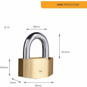 Κλείδωμα πλήκτρων Yale Ορθογώνιο Χρυσό
