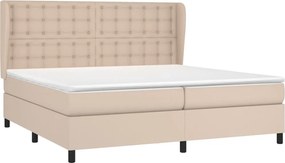 vidaXL Κρεβάτι Boxspring με Στρώμα Καπουτσίνο 200x200εκ.από Συνθ.Δέρμα
