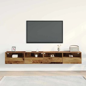 vidaXL Ντουλάπι Τηλεόρασης Τοίχου 2 pcs Παλιό Ξύλο Επεξεργασμένο Ξύλο