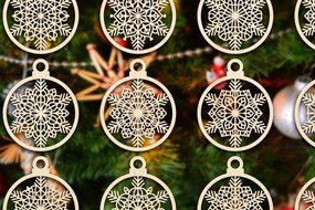 Σετ των 3 Intra απο ξύλο plywood 3mm-4mm πάχος Χριστουγεννιάτικο στολίδι Δίασταση 8x8 cm INTRAFABR-79666802