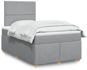 Κρεβάτι Boxspring με Στρώμα Ανοιχτό Γκρι 120x200 εκ. Υφασμάτινο