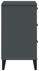 Κομοδίνο VIKEN Ανθρακί Γκρι από Μασίφ Ξύλο Πεύκου - Ανθρακί