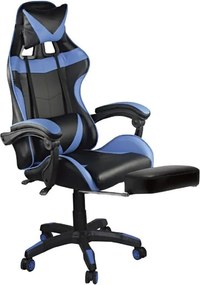 BF7860 Gaming Relax Πολυθρόνα Γραφείου με Υποπόδιο, Pu Μαύρο - Μπλε   1τμχ