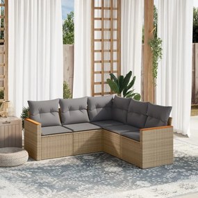 vidaXL Patio Sofa Set 5-θέσια Beige and Grey