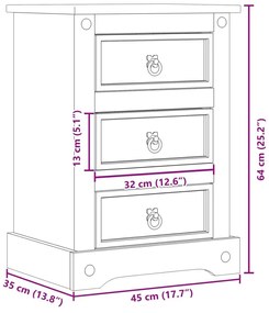 Κομοδίνο Corona 45x35x64 εκ. από Μασίφ Ξύλο Πεύκου - Καφέ