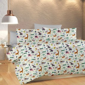 Σεντόνια Παιδικά Zoo 556 (Σετ 3τμχ) White-Multi DimCol Single 160x240cm 100% Cotton