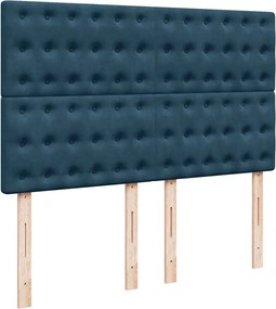 vidaXL Κρεβάτι Boxspring με Στρώμα Μπλε 160x200 εκ. Βελούδινο