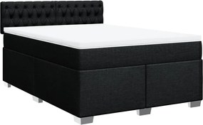 vidaXL Κρεβάτι Boxspring με Στρώμα Μαύρο 140x190 εκ. Υφασμάτινο