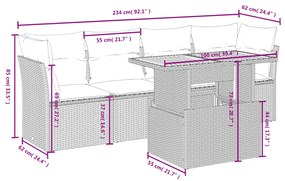 vidaXL Σετ Καναπέ Κήπου 5 τεμ. Μπεζ Συνθετικό Ρατάν με Μαξιλάρι