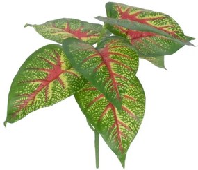 CALADIUM 78218 Τεχνητό Φυτό Καλάδιο - Μπουκέτο Διακοσμητικών Φυτών - Κλαδιών με Φύλλωμα Πράσινο - Κίτρινο - Κόκκινο Υ23cm Globos 78218