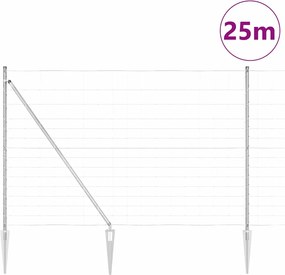 vidaXL Συρματόπλεγμα με ακίδες 25 x 1,6 μ Ασημί Δίχτυ