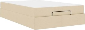 vidaXL Σκελετός κρεβατιού με στρώμα 2 pcs Κρεμ ύφασμα