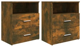 vidaXL Κομοδίνα 2 τεμ. Καπνιστή Δρυς 50 x 32 x 60 εκ.