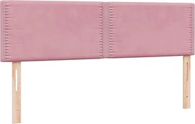 vidaXL Box Spring κρεβάτι με στρώμα ροζ 160x220 cm Βελούδινο