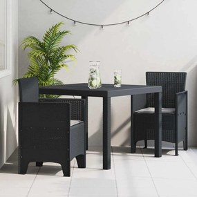 vidaXL Σέτ φαγητού για κήπο 3 pcs Ανθρακί Rattan Polt