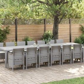 vidaXL Σέτ φαγητού για κήπο 15 pcs Ανοιχτό γκρι Rattan Polt