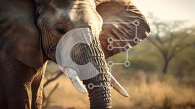 Σετ των 2 Intra Συλλεκτικό Ξύλινο Παζλ Plywood 4mm - Κοντινό πλάνο ενός ελέφαντα στο φυσικό βιότοπο Σε Ξύλινο Κουτί - Διαστάσεις: 10x10 cm – 25 κομμάτια