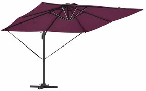 vidaXL Cantilever Roma Παράσολα με LED σε Bordeaux Red, 286 x 285 x 270 εκ. από αλουμίνιο.