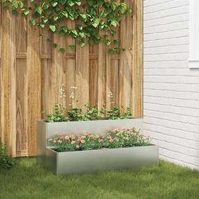 vidaXL Γλάστρα Κήπου Ασημί 100 x 60 x 45 εκ Επικαλυμμένος Χάλυβας