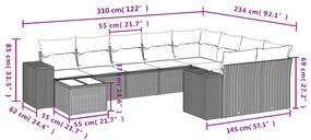 vidaXL Σετ Καναπέ Κήπου 10 τεμ. Μπεζ Συνθετικό Ρατάν με Μαξιλάρια