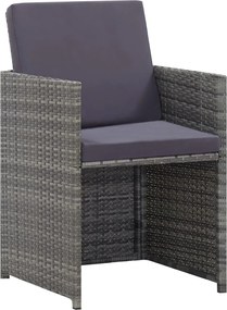 vidaXL Σετ Τραπεζαρίας Εξ. Χώρου 5 τεμ Ανθρακί Συνθ. Ρατάν/Ακακία