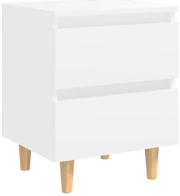 vidaXL Κομοδίνα 2 τεμ. Λευκά 40x35x50εκ. Πόδια από Μασίφ Ξύλο Πεύκου