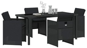 vidaXL Σέτ φαγητού για κήπο 5 pcs Μαύρο συνθετικό ρατάν