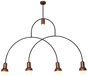 Κρεμαστό Φωτιστικό Οροφής 5xE27 G95 G45 LED Περιστρεφόμενοι Βραχίονες Christopher Homelighting-77-3792-Μαύρο - Χάλκινο 77-3792