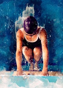 Εκτύπωση τέχνης Swimmer Sport Art 1, Justyna Jaszke, (30 x 40 cm)