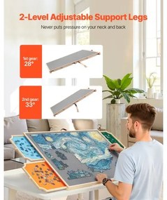 VEVOR 1500 Piece Puzzle Board with Drawer Cover Portable Wooden Jigsaw 86x63cm