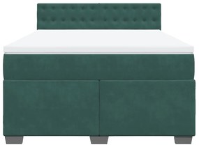 vidaXL Κρεβάτι Boxspring με Στρώμα Σκούρο Πράσινο 140x200εκ. Βελούδινο