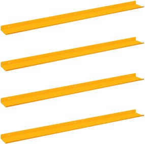 vidaXL Πλωτό ράφι 4 pcs Χαμομηλί κίτρινο 100 x 9 x 2,5 εκ Ατσάλι